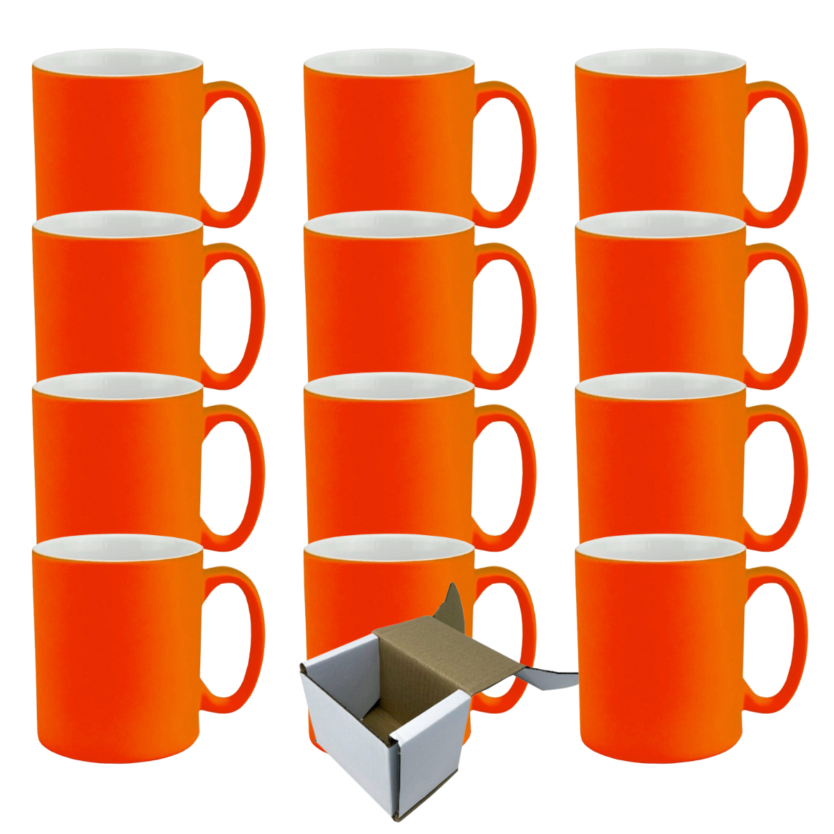 11oz Orange Fluorescent Neon Custom Ceramic Sublimation Mug + Individual Gift Box
