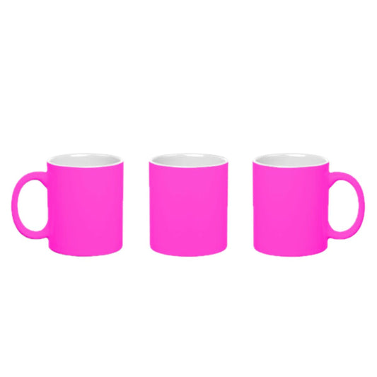 11oz Pink Fluorescent Neon Custom Ceramic Sublimation Mug + Individual Gift Box