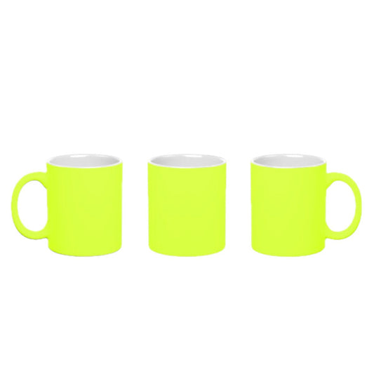 11oz Yellow Fluorescent Neon Custom Ceramic Sublimation Mug + Individual Gift Box