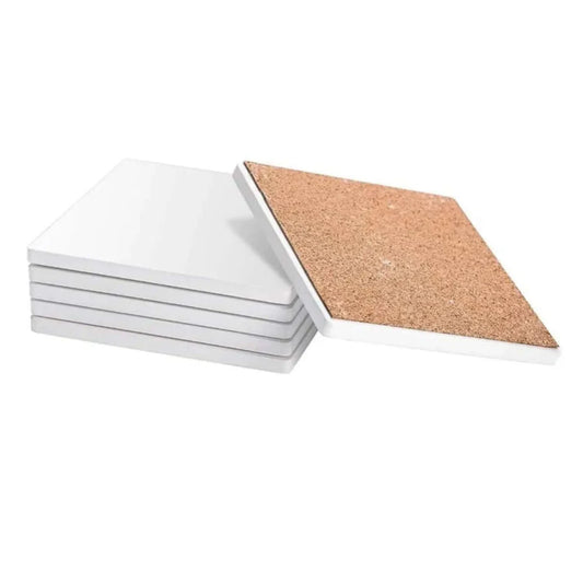 Sublimation Ceramic Coaster – Square – 10cm with Cork Base