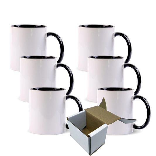 11oz Black Inner & Handle Custom Ceramic Sublimation Mug + Individual Gift Box