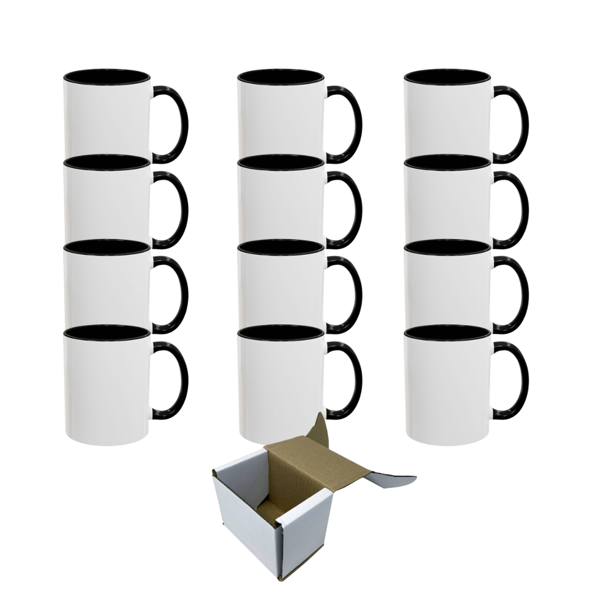 11oz Black Inner & Handle Custom Ceramic Sublimation Mug + Individual Gift Box