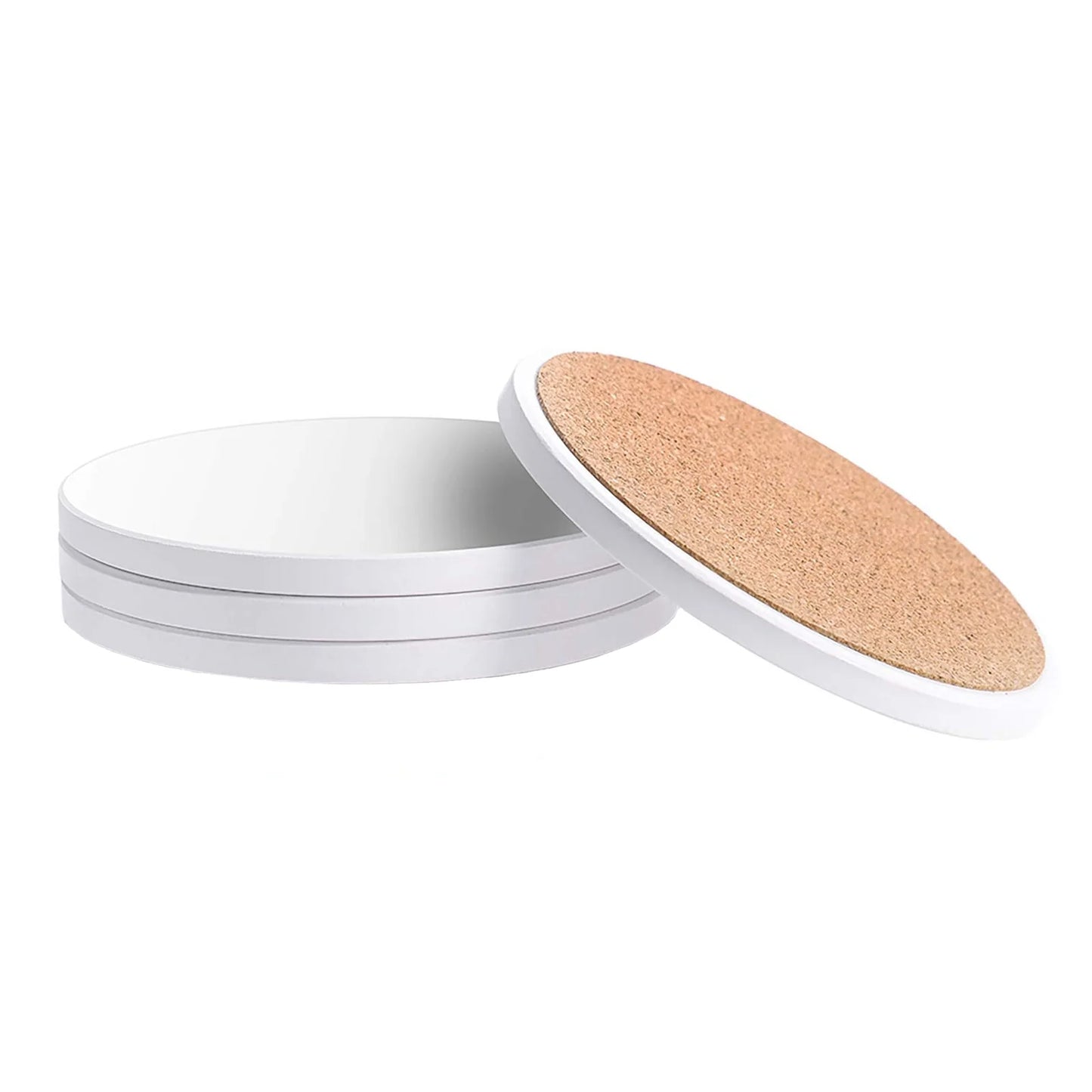 FULL CARTON - 144 x MATT Coasters - Ceramic - ROUND - 10cm - Cork Base