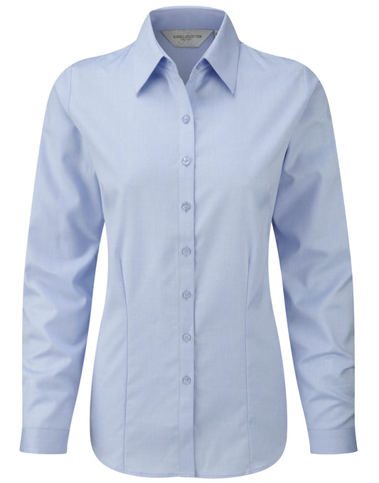 Ladies' L/Sleeve Herringbone Shirt