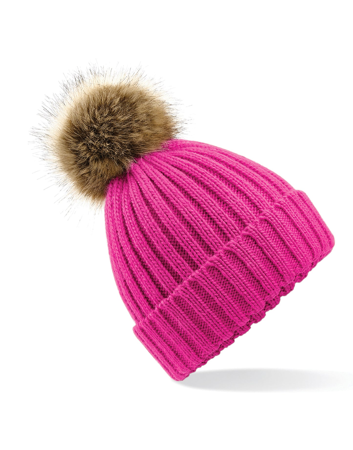 Faux Fur Pom Pom Chunky Beanie