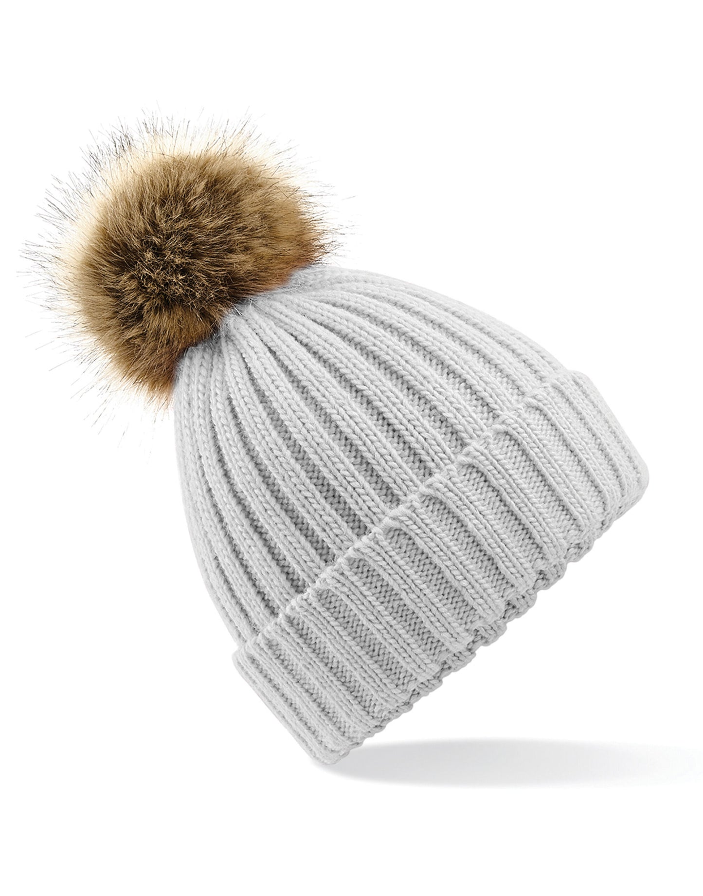 Faux Fur Pom Pom Chunky Beanie