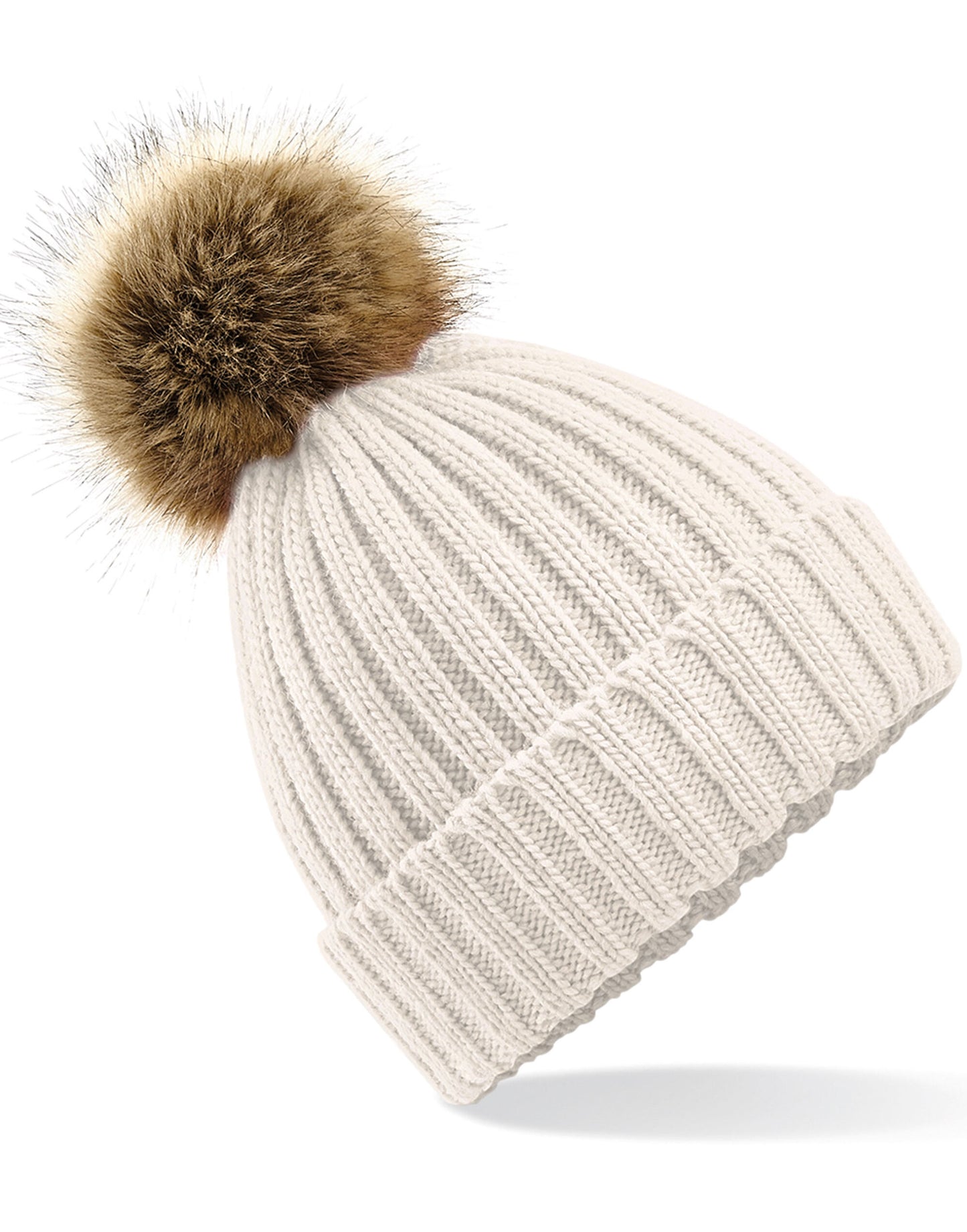 Faux Fur Pom Pom Chunky Beanie