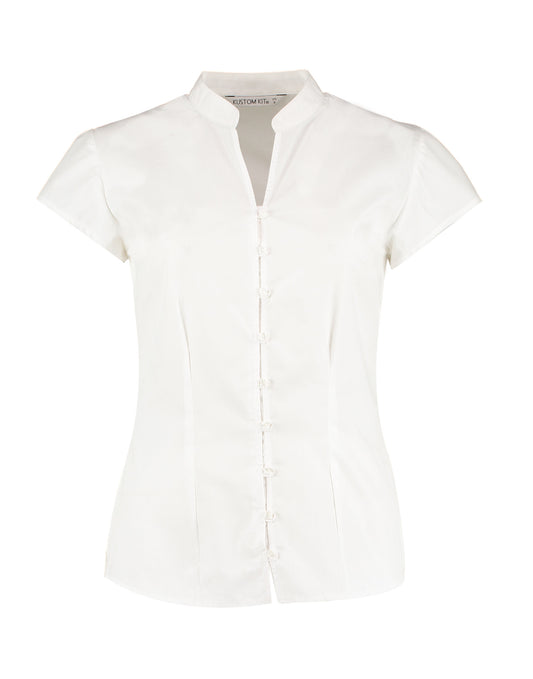 Tailored Fit Mandarin Collar Blouse