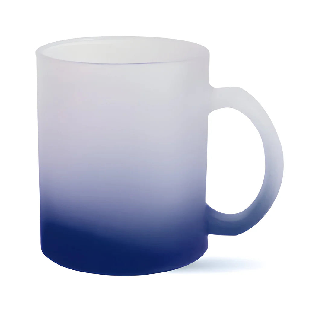 Mugs - GRADIENT - FROSTED - 11oz Glass Mug - DARK BLUE