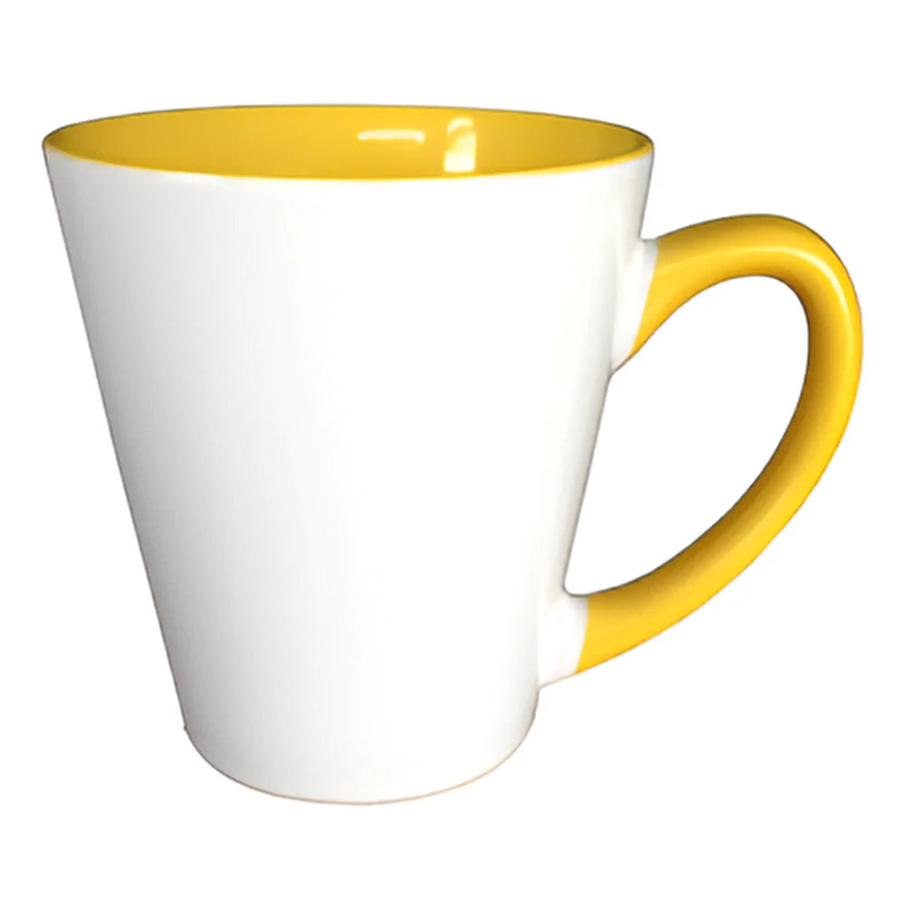 Mugs - Inner and Handle Colored - 12oz Latte - Yellow