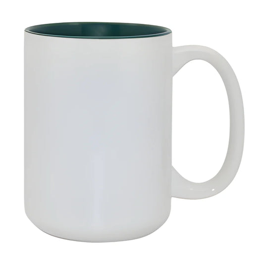 Mugs - 15oz - Two Tone Coloured Mugs - Dark Green