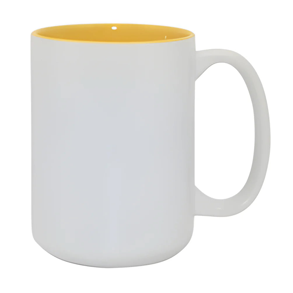 Mugs - 15oz - Two Tone Coloured Mugs - Yellow