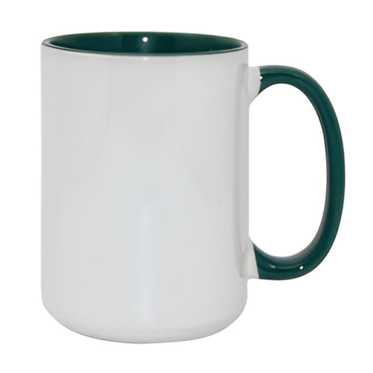 Mugs - 15oz - Inner and Handle Colored - Dark Green