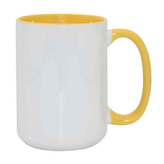 Mugs - 15oz - Inner and Handle Colored - Yellow