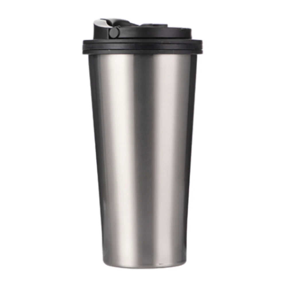 Mugs - STAINLESS STEEL - 16oz Tumbler with HANDLED Lid - SILVER