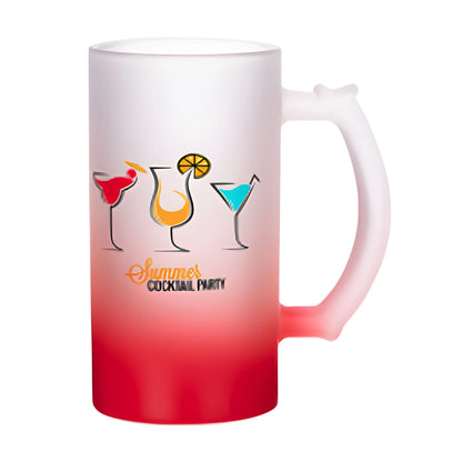 Mugs - GRADIENT - FROSTED - 16oz Glass 'Trigger' Stein - RED (1 Review)