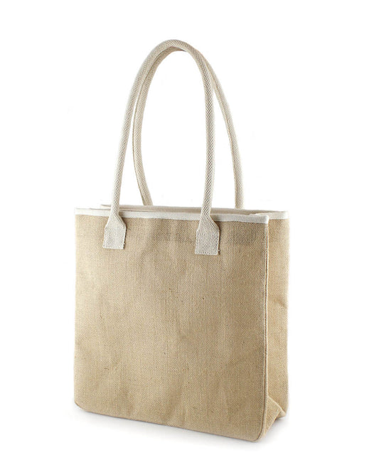 FUMI Laminated Jute Bag with Cotton Top Trim