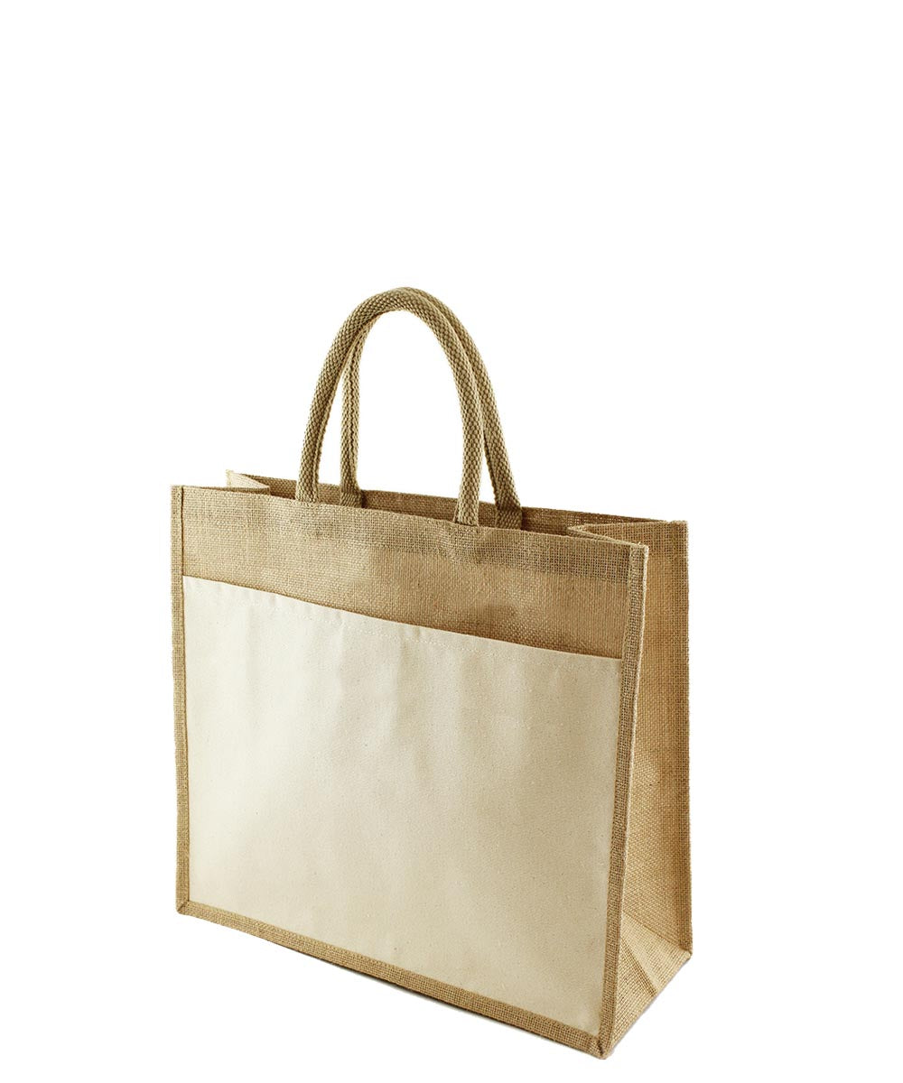 FUNO Laminated Jute Bag with Canvas pocket