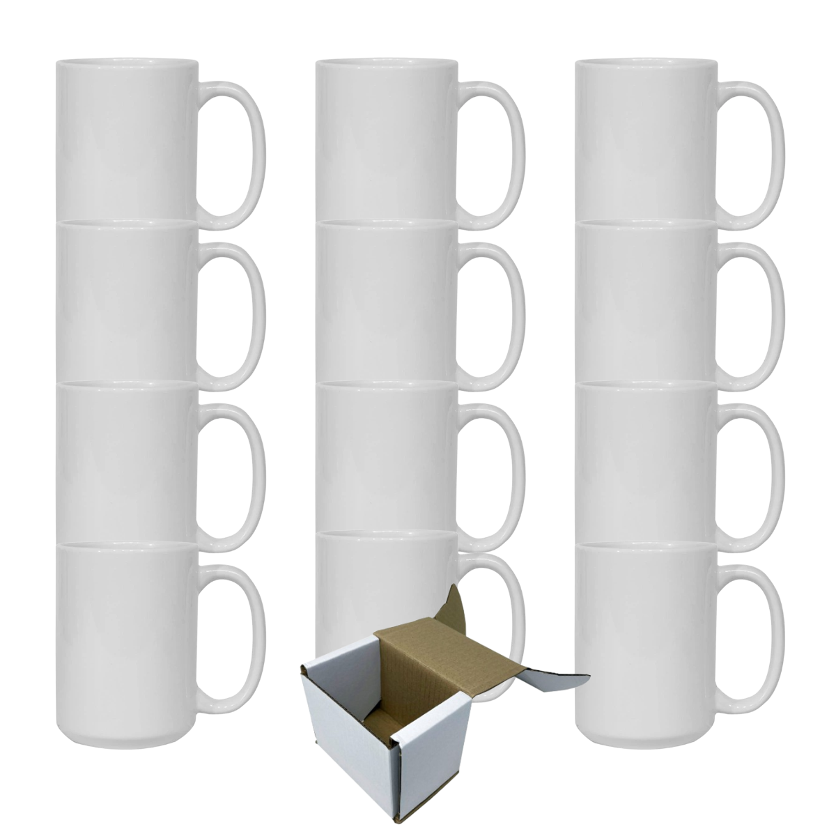15oz White Custom Ceramic Sublimation Mug + Individual Gift Box