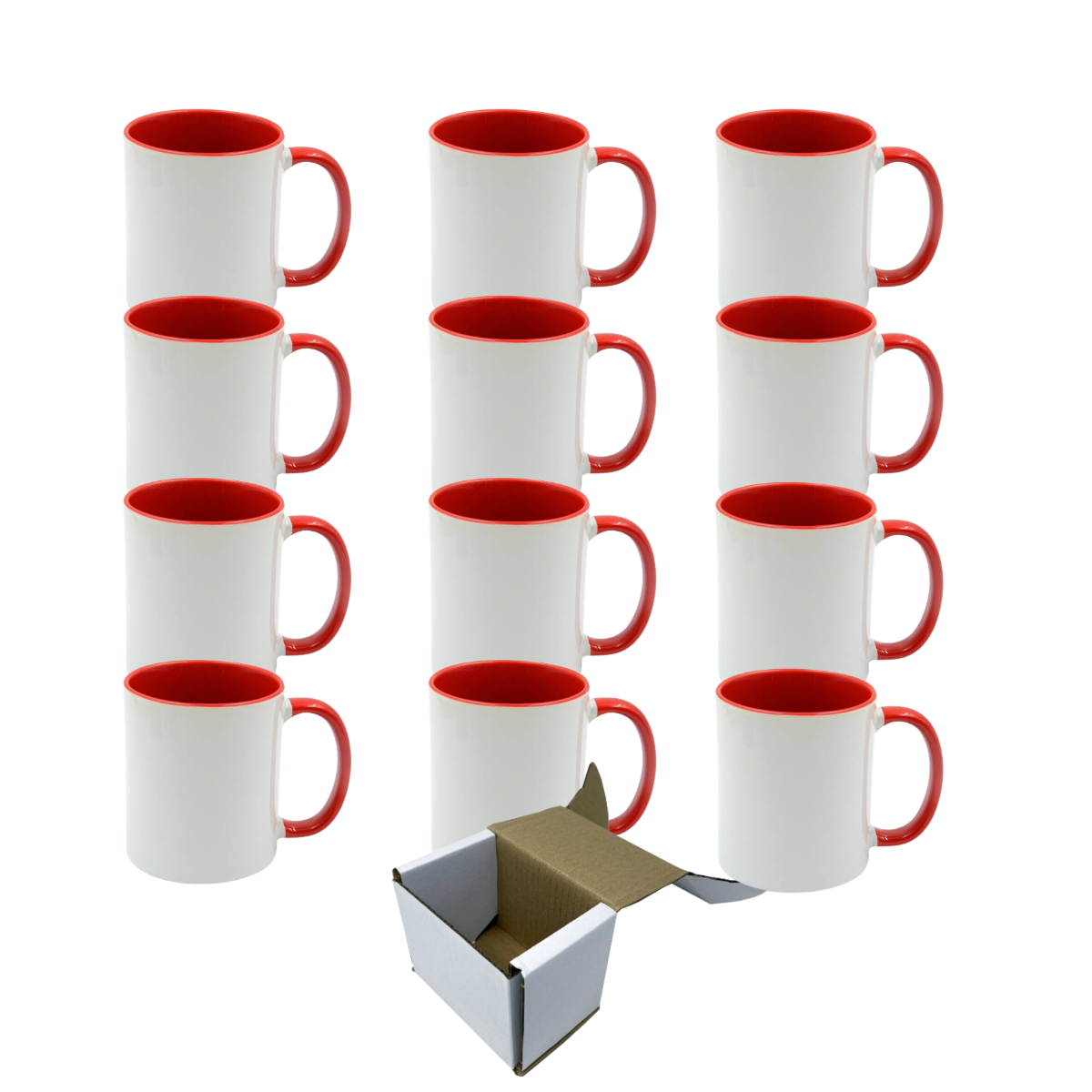 11oz Red Inner & Handle Custom Ceramic Sublimation Mug + Individual Gift Box