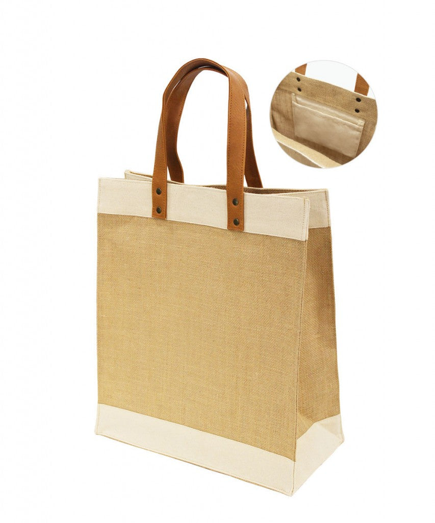 KORONGO Laminated Jute Bag with Canvas Trims