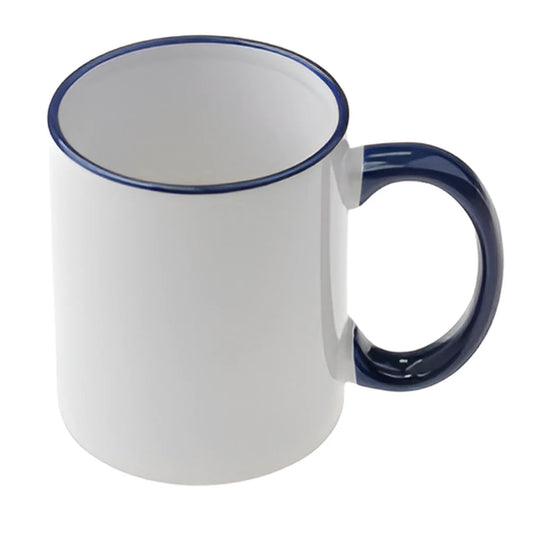 Mugs - 11oz - Rim and Handle Colored - Dark Blue