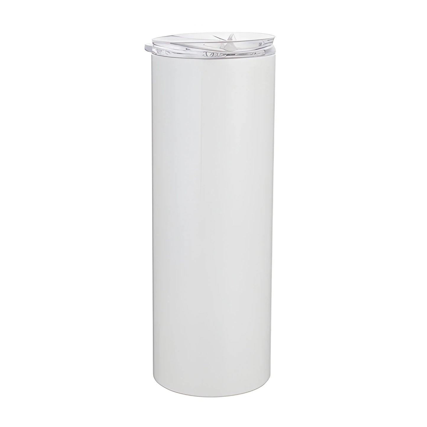 Water Bottles - Slim Stainless Steel - WHITE - 600ml Tumbler with Straw