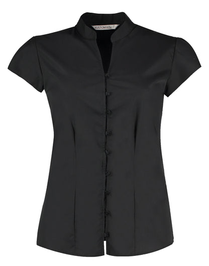 Tailored Fit Mandarin Collar Blouse 